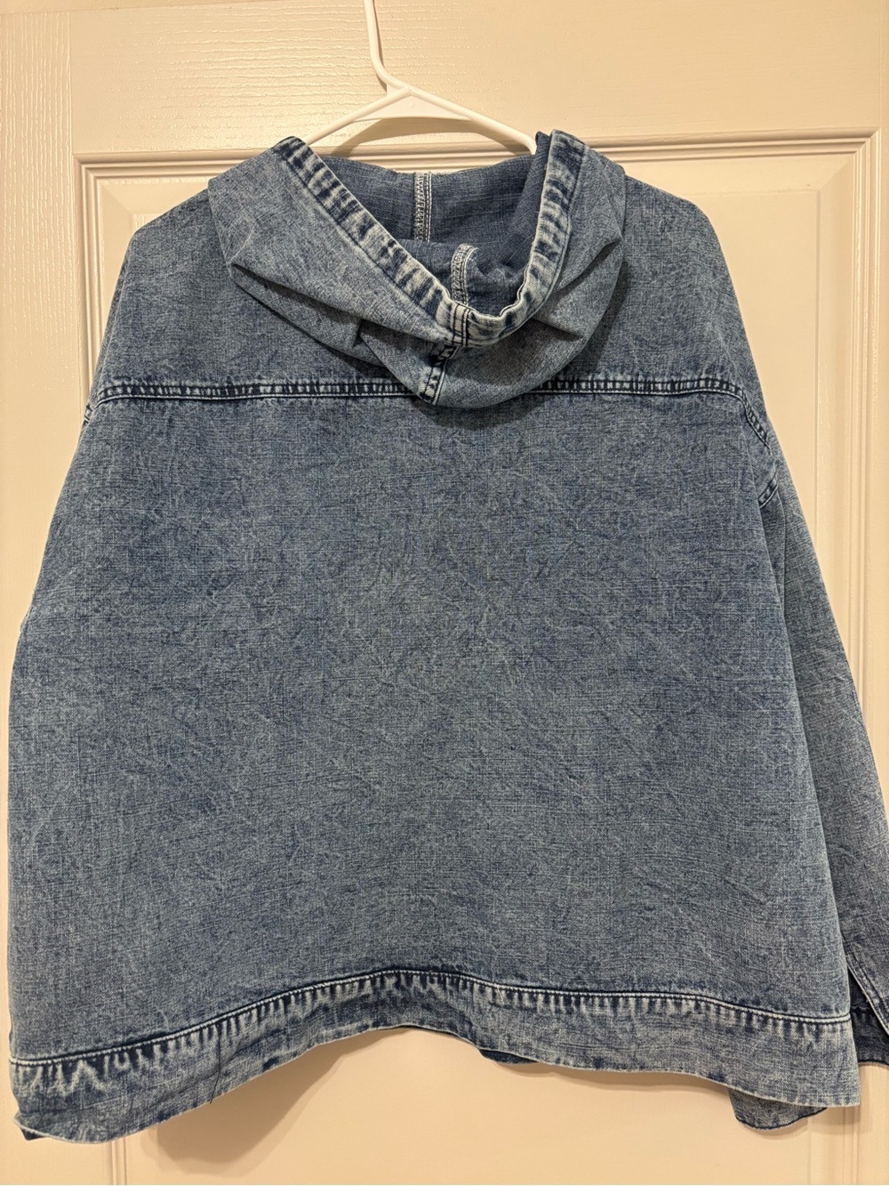 Half Zip Denim Hoodie Trendy Oversized Pullover with Drawstring L - Picture 5 of 6